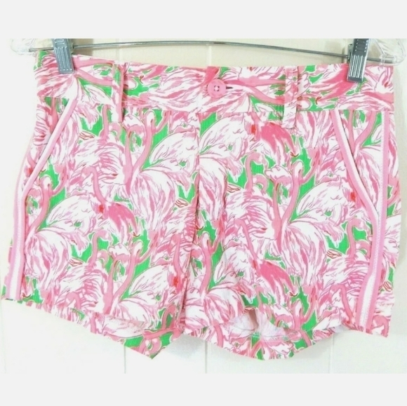 Lilly Pulitzer Callahan Short Pink Flock Flamingo - Picture 1 of 4